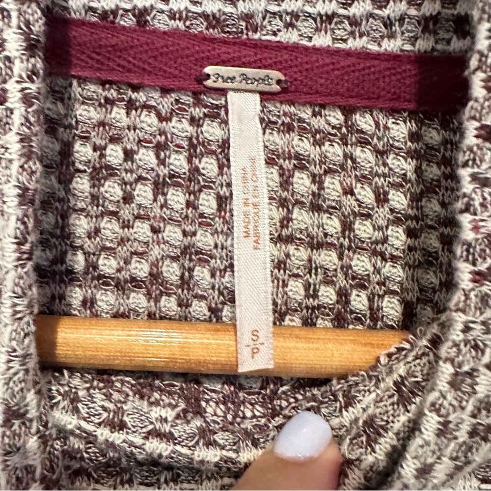 Free People Waffle Mock Neck long sleeve Crop Top - Picture 2 of 5